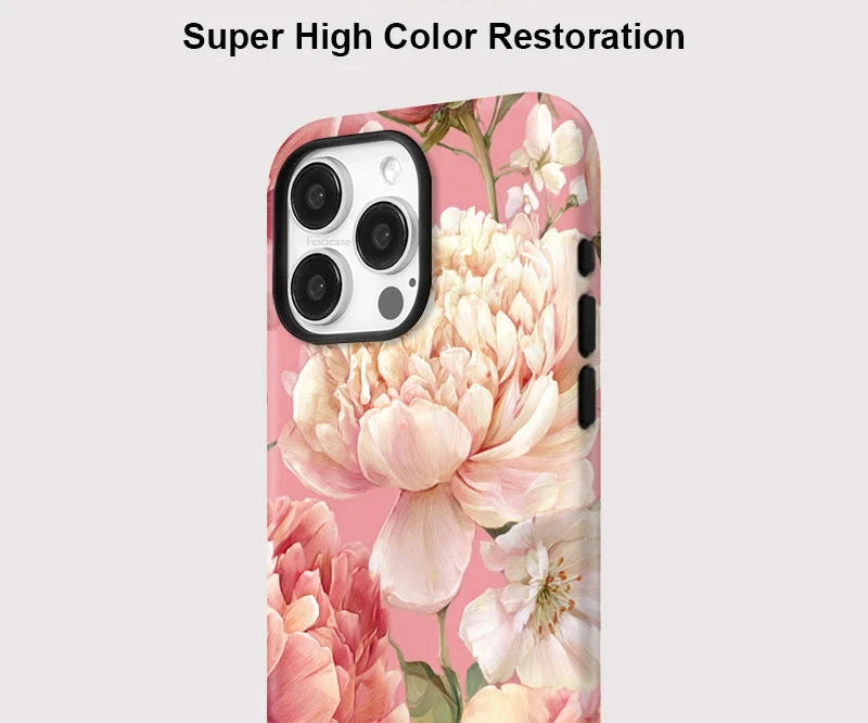 Pinke Pfingstrosen-Blumen-iPhone-Hülle – Stoßfeste ästhetische Abdeckung