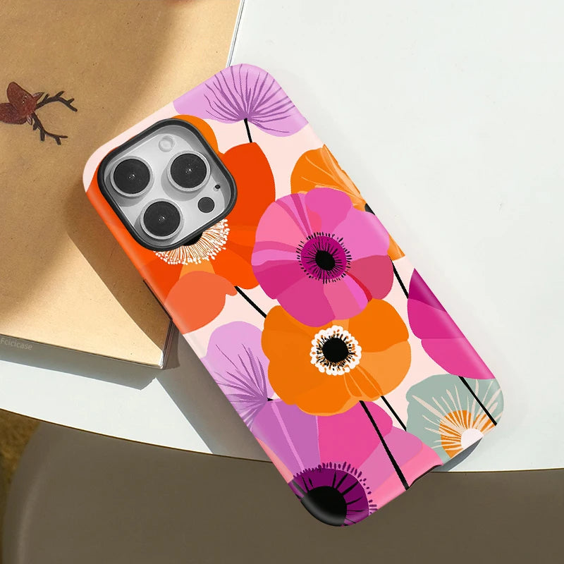 Magnetic Phone Case For iPhone 17 16 15 14 13 12 11 Pro Max Plus Air Wireless Charge for Magsafe Flower Pattern Cover