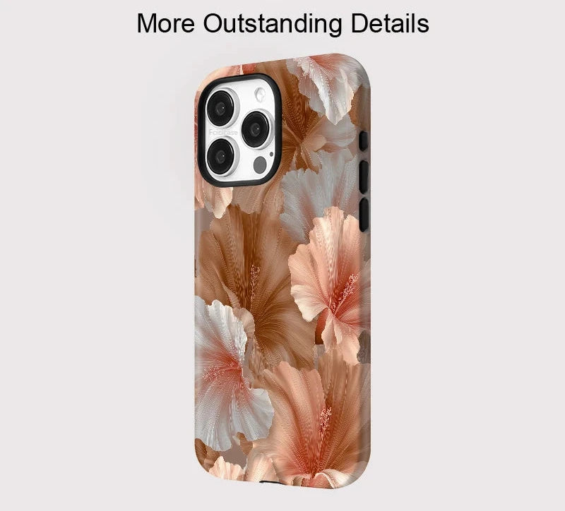 Neutrale Hibiskus-Blumen-iPhone-Hülle – Stoßfeste Abdeckung