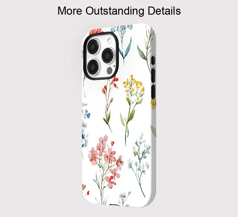 Minimalistisches Blumen-iPhone-Case – Weißes ästhetisches, stoßfestes Cover