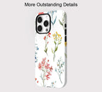Minimalistisches Blumen-iPhone-Case – Weißes ästhetisches, stoßfestes Cover
