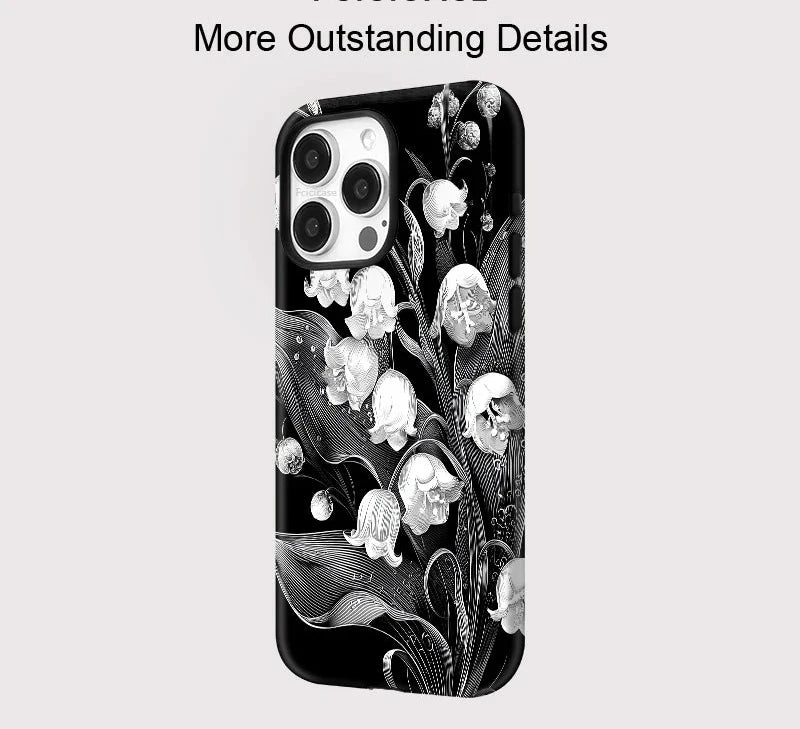 Schwarze iPhone-Hülle mit Blumenmuster – Elegante stoßfeste Abdeckung