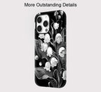 Schwarze iPhone-Hülle mit Blumenmuster – Elegante stoßfeste Abdeckung