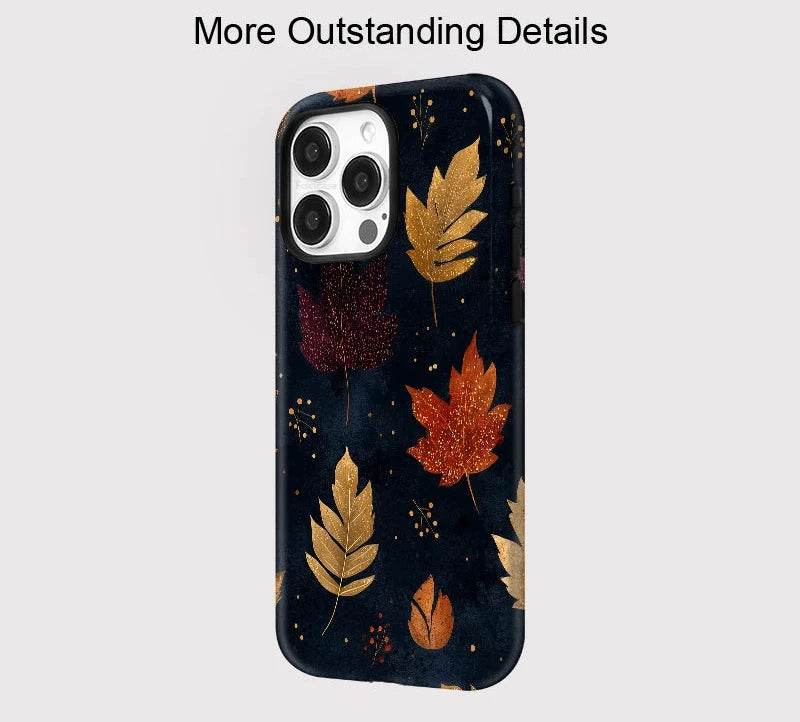 Acrylic 2 in 1 For Magsafe Magnetic Phone Case For iPhone 16 15 14 13 12 11 16 Pro Max Leaves Pattern Cover Fundas