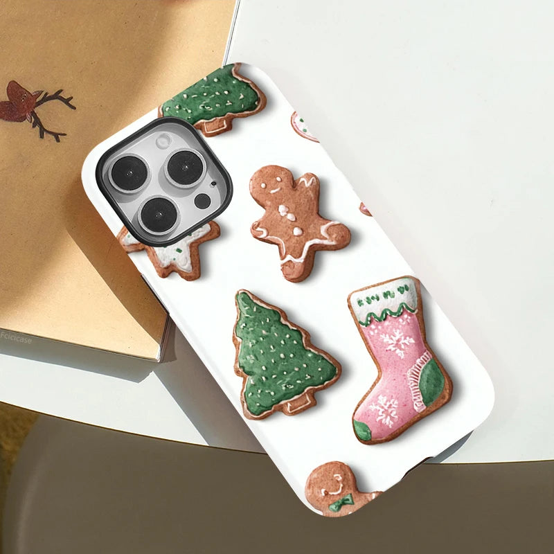 Niedliche Weihnachts-iPhone-Hülle – stoßfestes Lebkuchen-MagSafe-Cover