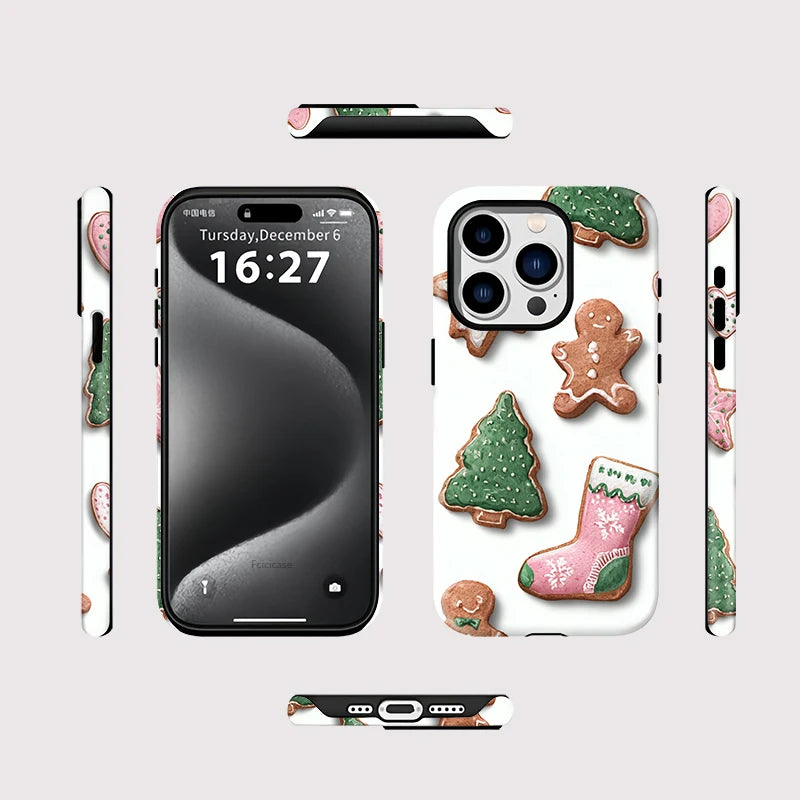 Phone Case For iPhone 17 Air 14 15 Plus 16 Pro Max 13 12 11 For Magsafe Magnetic Christmas Socks Tree Pattern Cover