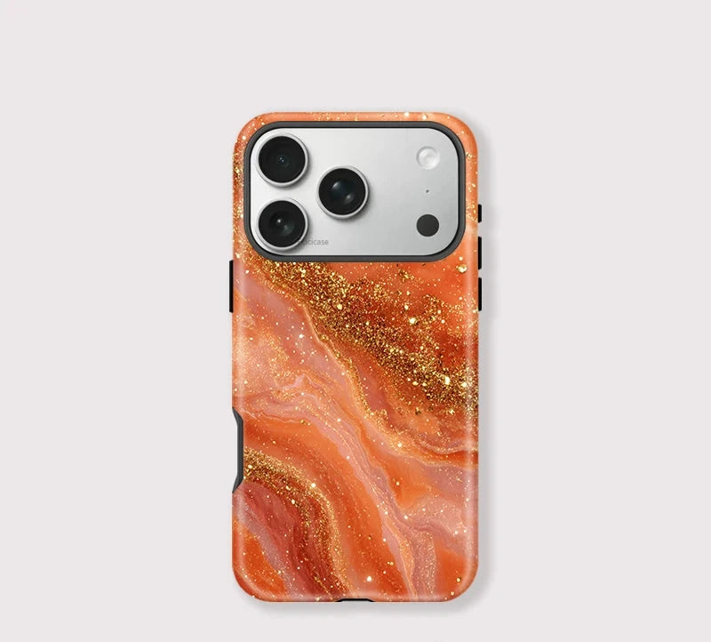 Orange Marble iPhone Case – Luxury Shockproof MagSafe Cover Main image