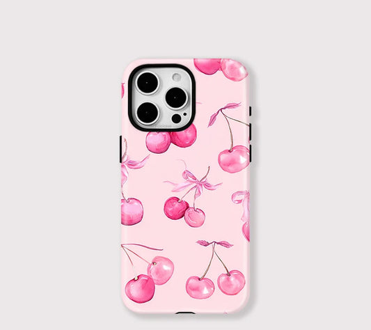 Floral Phone Case For iPhone 16 Pro Max 15 14 Plus 13 12 11 Cherry For Magsafe Wireless Charge Magnetic Double-layer Cover