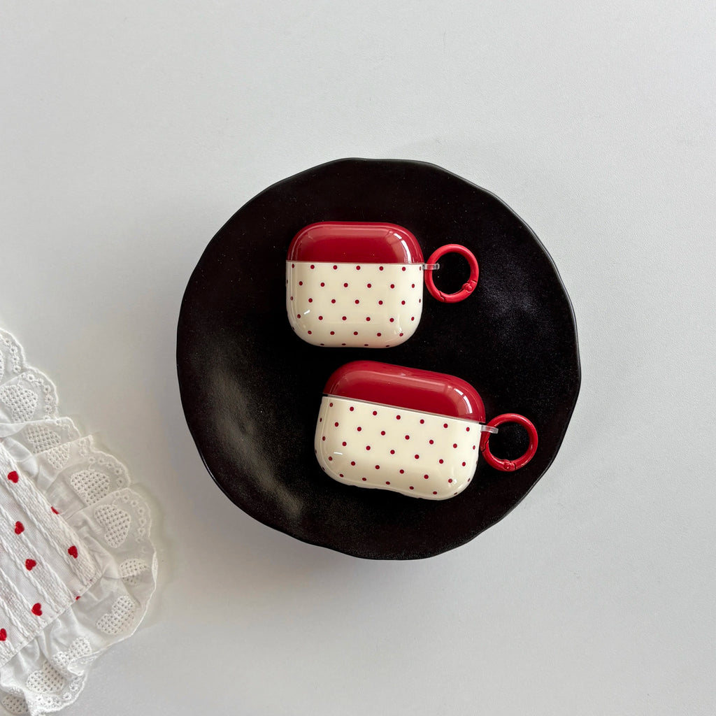 Cute Red Polka Dot Heart AirPods Case – Aesthetic Protective Cover