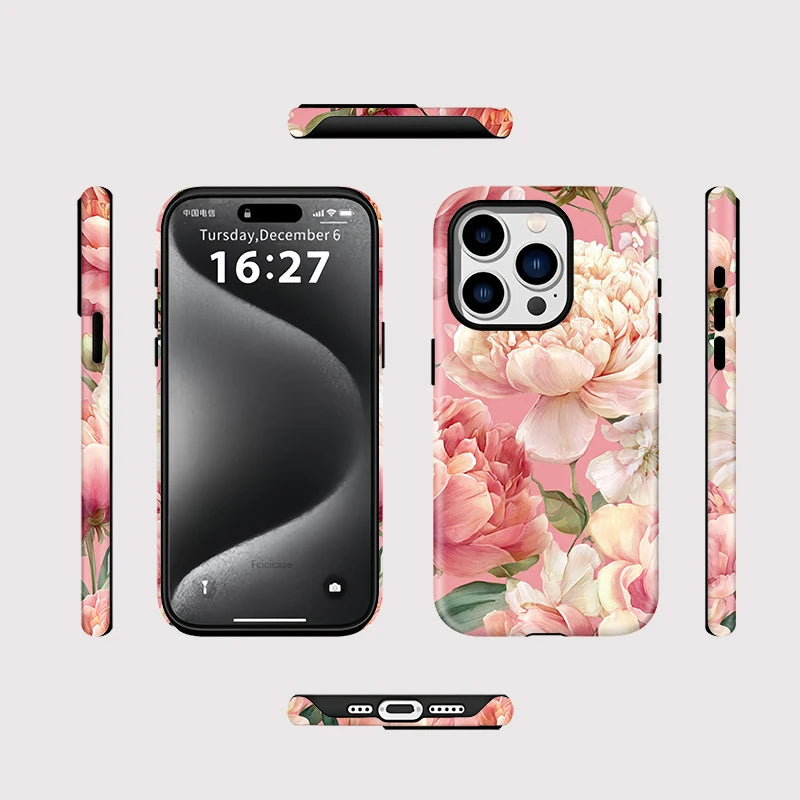 For Magsafe Magnetic Wireless Charge Phone Case For iPhone 11 12 13 14 Plus 15 16 Pro Max 17 Air Flower Matte Cover