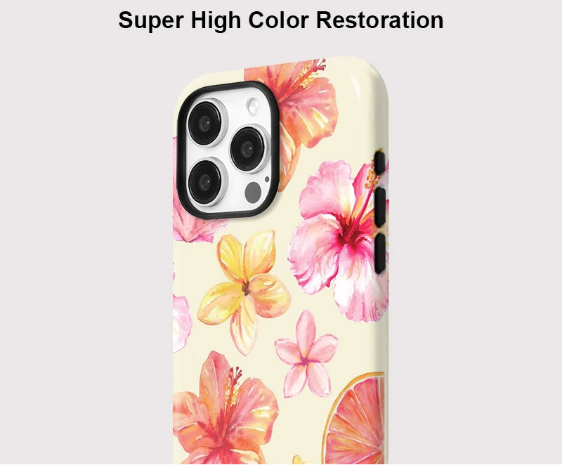 iPhone-Hülle mit tropischen Blumen – stoßfester Schutz mit zwei Schichten