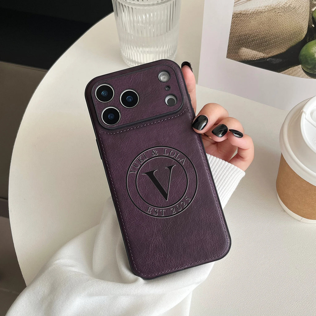 Custom Monogram Leather Phone Case – Personalized Initial Case