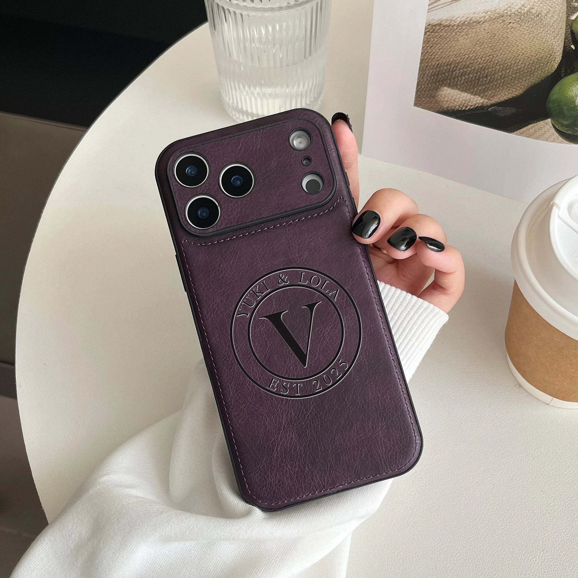Custom Monogram Leather Phone Case – Personalized Initial Case
