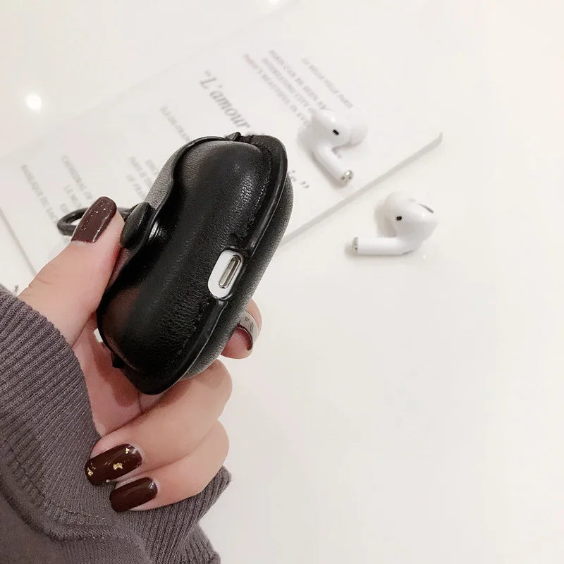 Custom Initials Leather AirPods Case with Clip – Personalized Name Case