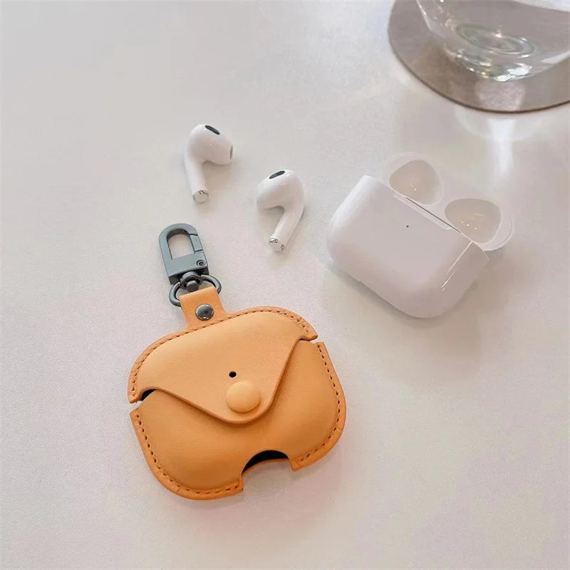 Custom Initials Leather AirPods Case with Clip – Personalized Name Case