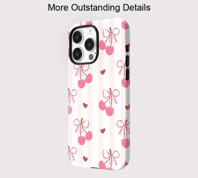 For iPhone 16 Pro Max Cherry Pink Love Heart Case Shockproof Magnetic MagSafe Phone Cover For iPhone 15 14 Plus 13 Pro 12 11