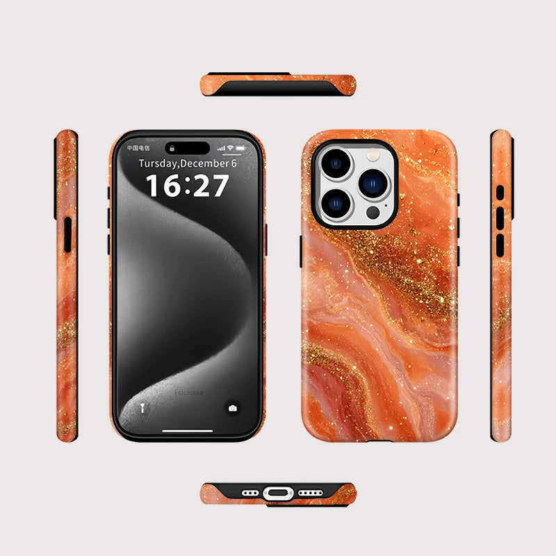 Orange Marble iPhone Case – Luxury Shockproof MagSafe Cover Secondary image