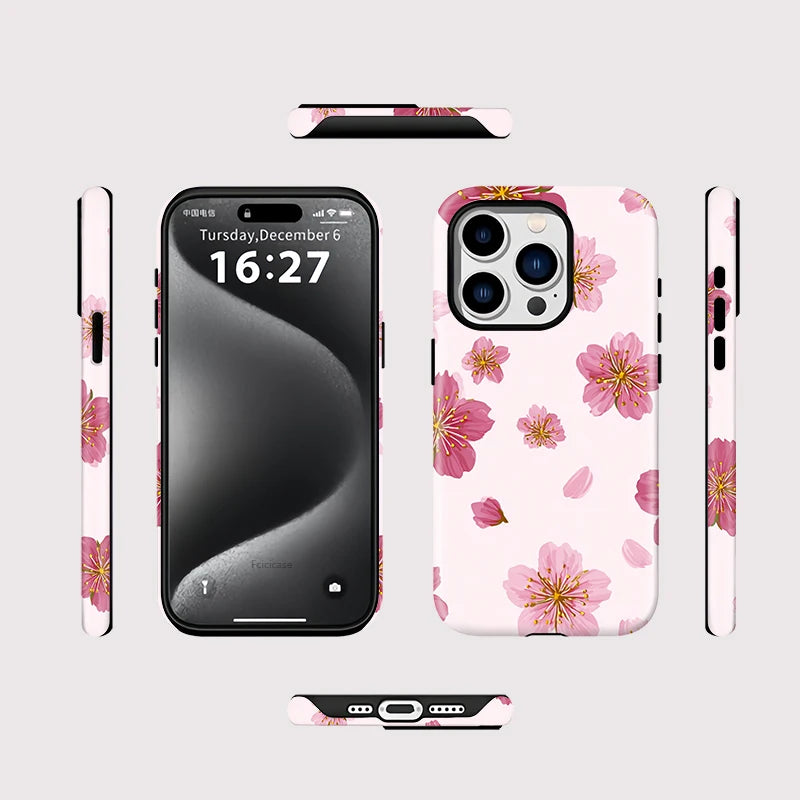 Kirschblüten iPhone Hülle  Rosa Blumen Stoßfeste Abdeckung