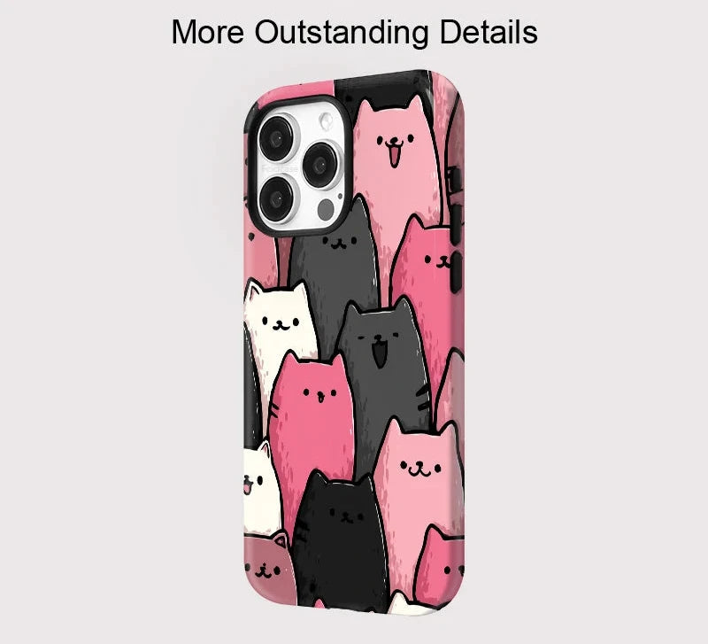 Lovely Cats For Magsafe Case For iPhone 16 15 ProMax 16 15 Pro 12 13 14 Hard Acrylic PC+TPU 2 IN1 Magnetic Cover