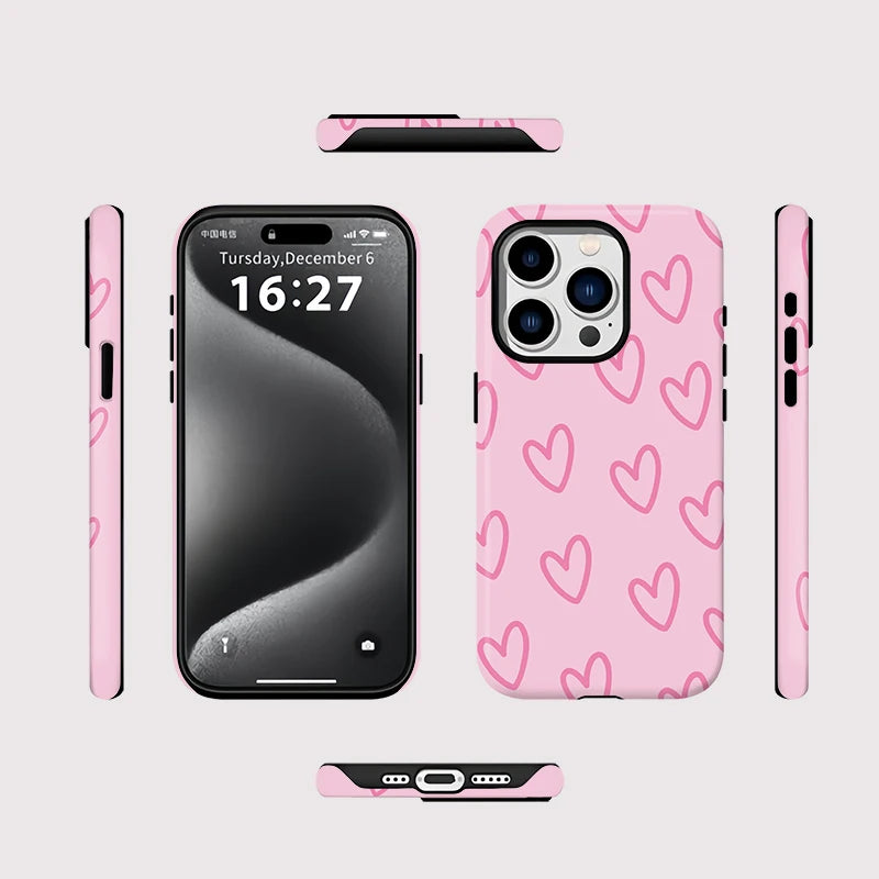 Pink Heart iPhone Case – Shockproof Dual Layer MagSafe Compatible Cover Secondary image