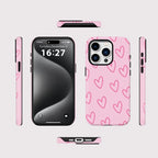 Pink Heart iPhone Hülle – Stoßfeste Dual-Layer MagSafe kompatible Abdeckung