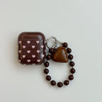 Heart Charm AirPods Case – Aesthetic Protective Cover with Beaded Strap