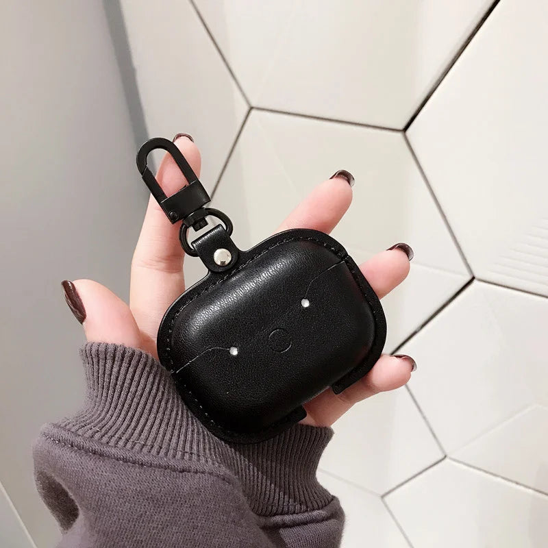 Custom Initials Leather AirPods Case with Clip – Personalized Name Case