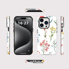 Minimalistisches Blumen-iPhone-Case – Weißes ästhetisches, stoßfestes Cover