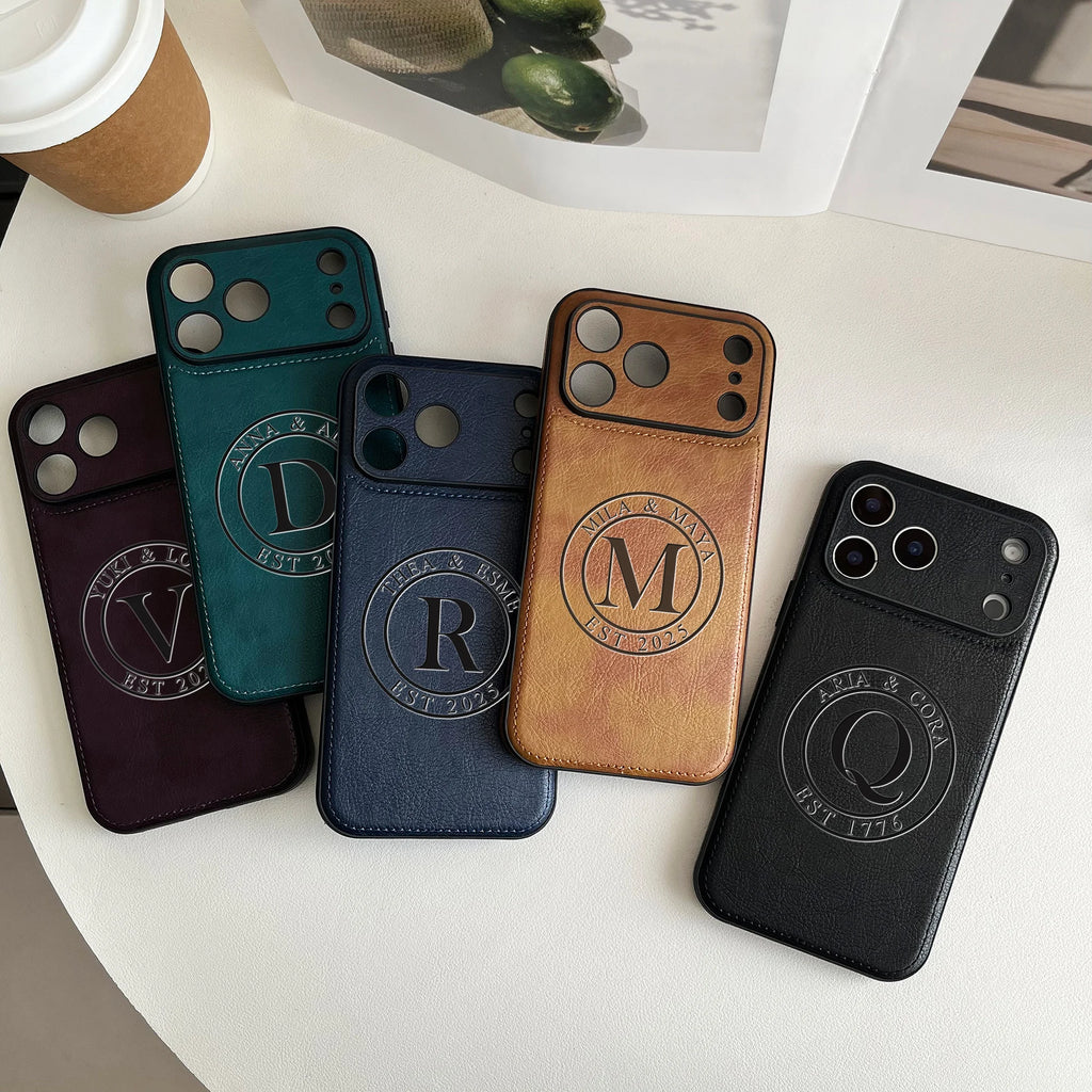 Custom Monogram Leather Phone Case – Personalized Initial Case