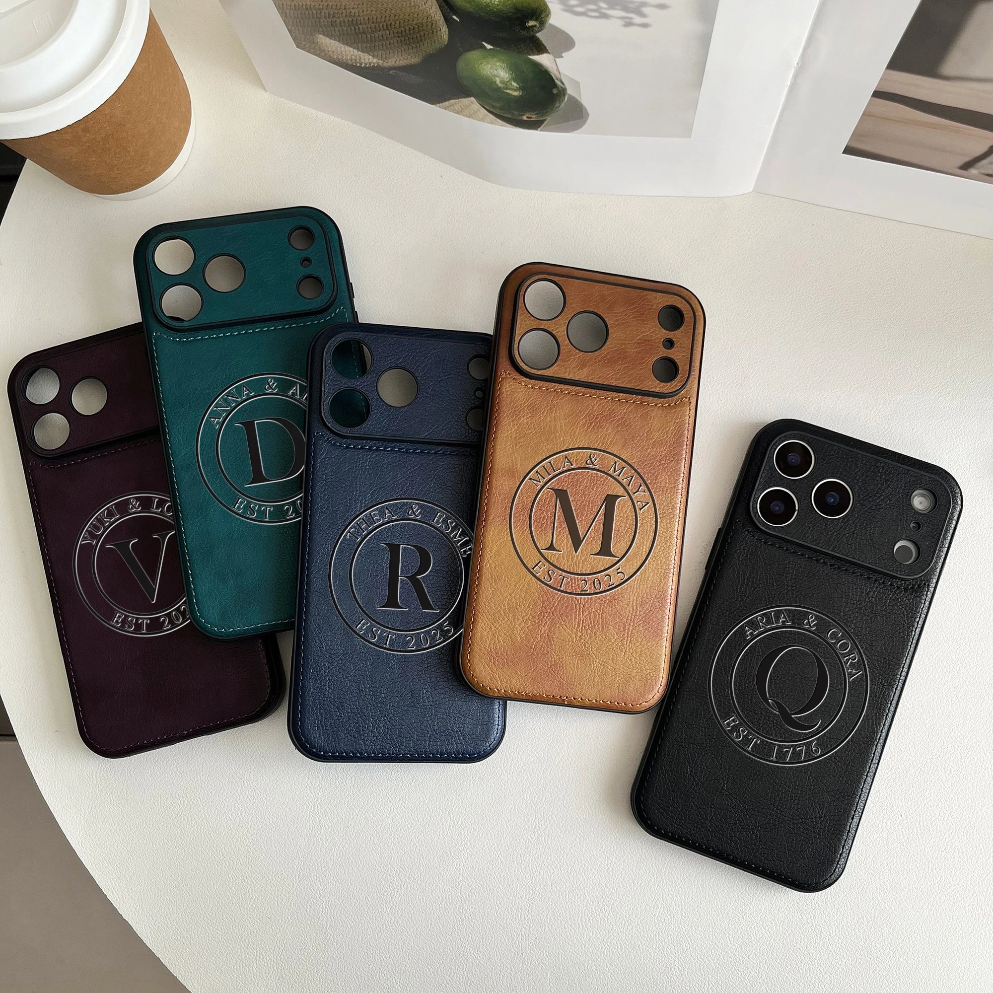 Custom Monogram Leather Phone Case – Personalized Initial Case