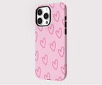 Pink Heart iPhone Hülle – Stoßfeste Dual-Layer MagSafe kompatible Abdeckung