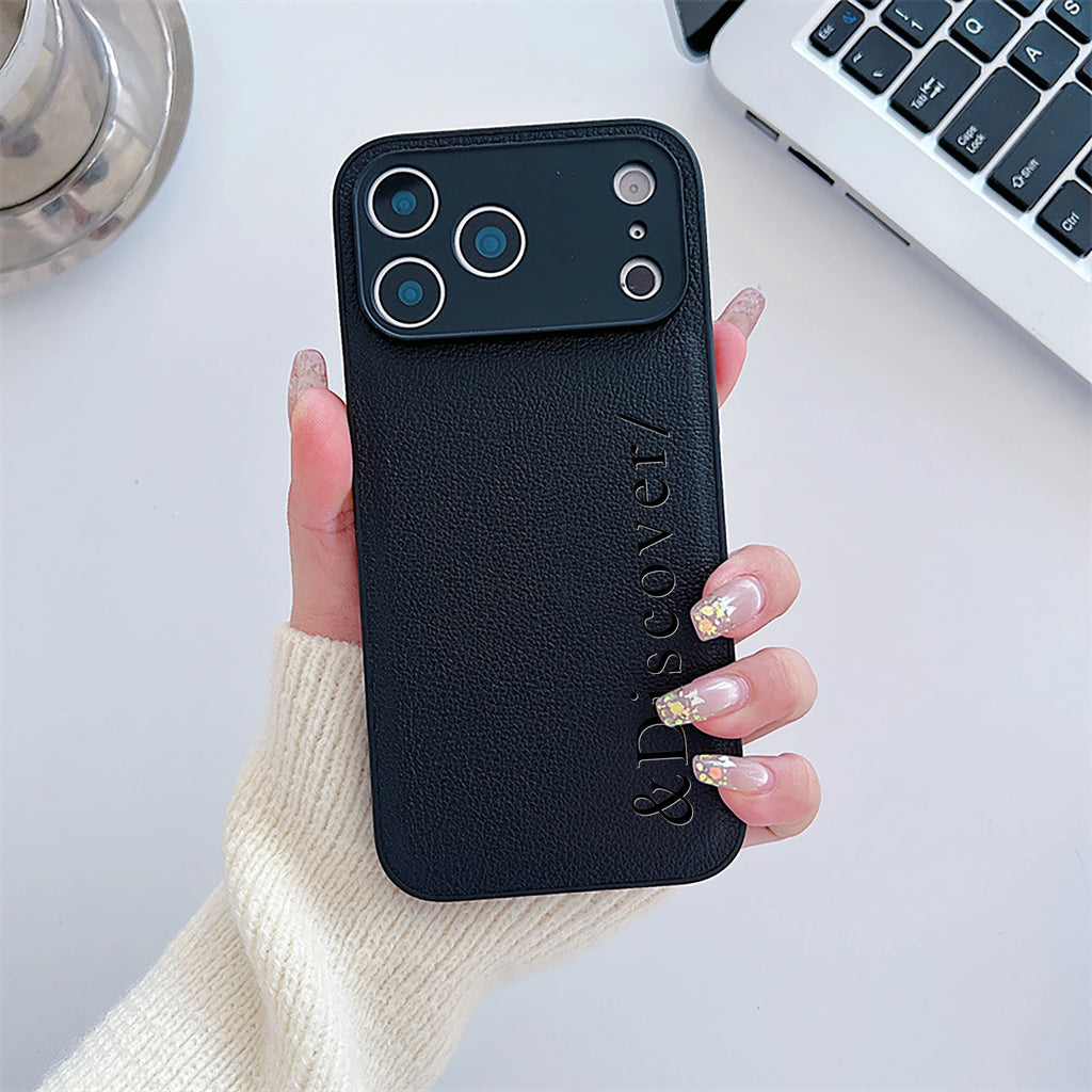 Custom Vertical Name Leather Phone Case – Personalized Engraved Initial & Text Case