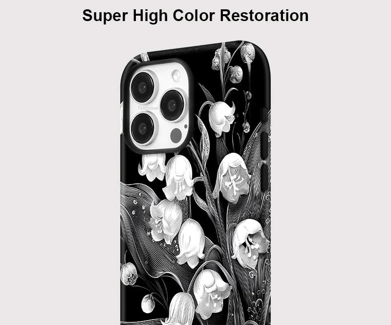 Schwarze iPhone-Hülle mit Blumenmuster – Elegante stoßfeste Abdeckung