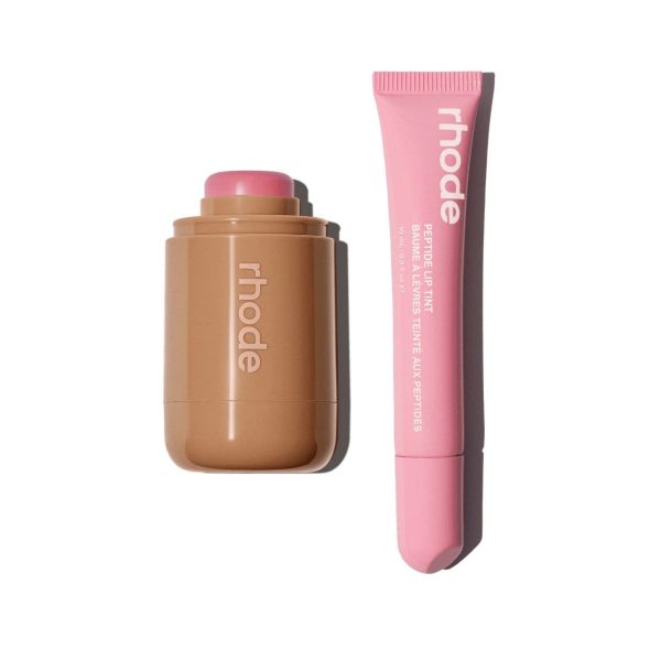 ☺︎  RHODE PIGGY ブッラシュ＋PBJ リップ ティント セット Rhode Ribbon Lip Tint & Piggy Pocket Blush Duo Rhode Lip Gloss Set